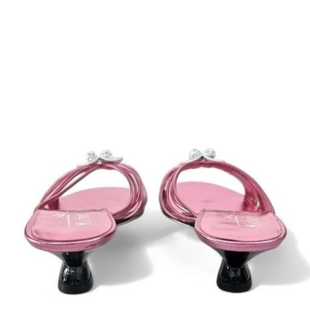 Michel Perry Laminato Rosa EU 38/US 8 Sandals Designer Made in Italy Pink NIB - Picture 4 of 5